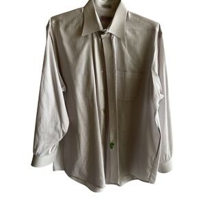 Roundtree & Yorke Mens Dress Shirt 17 34 White Plaid‎ Long Sleeve Dillard's